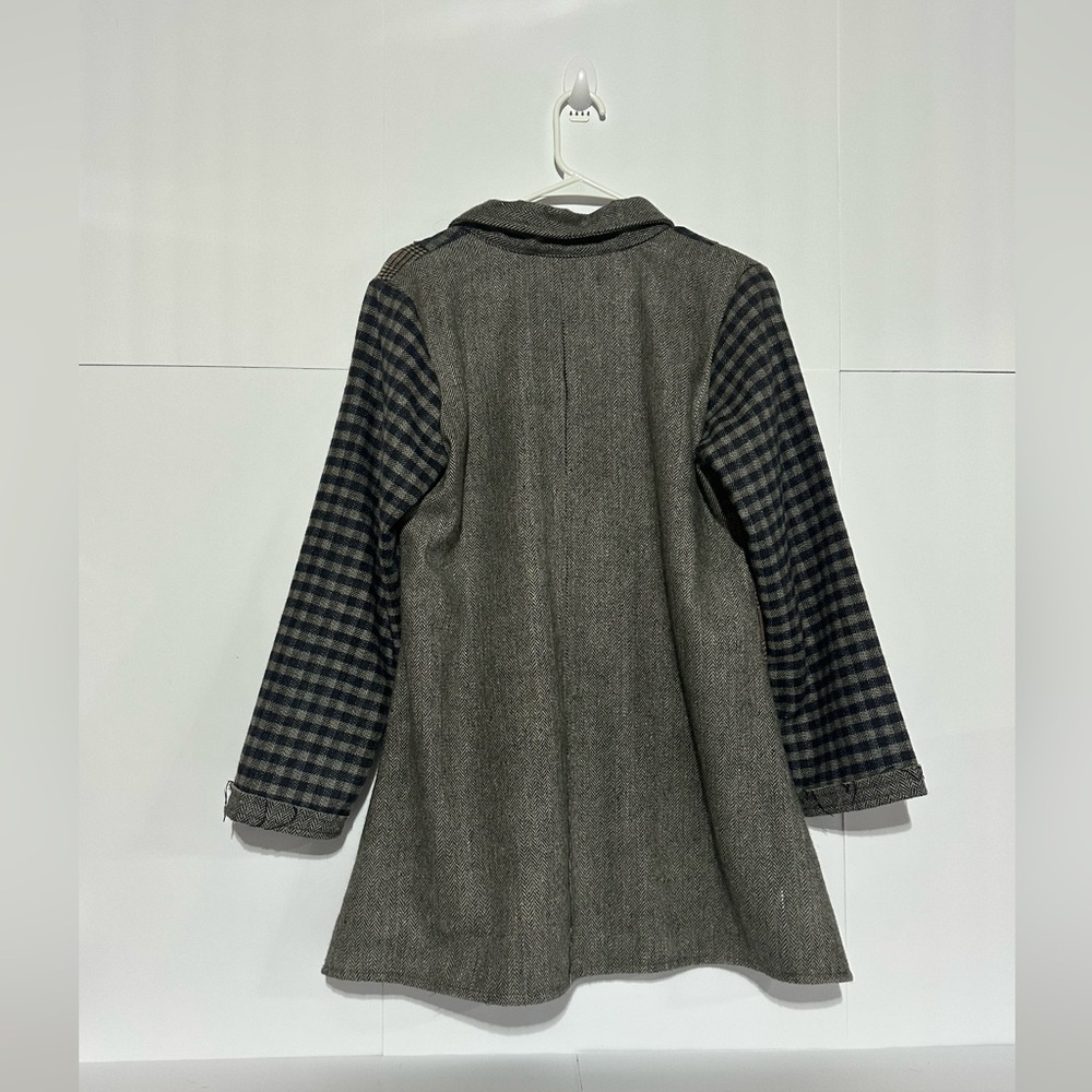 Paper Lace Wool Blend Plaid Patchwork Women's Jacket - Picture 10 of 12
